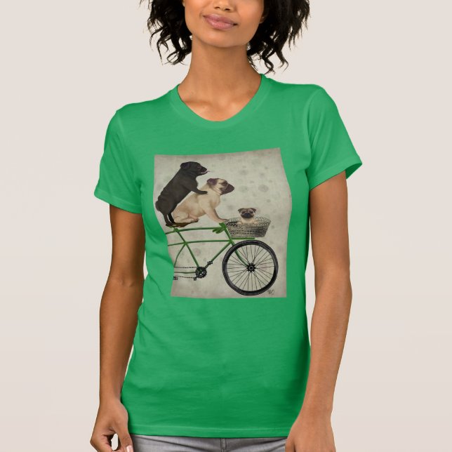 Pugs on Bicycle T-Shirt (Front)