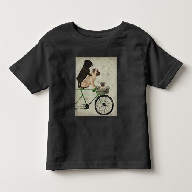 Pugs on Bicycle Toddler T-Shirt (Front)