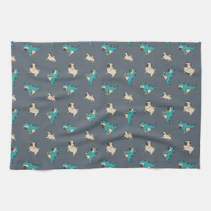 Pugs' Pattern, Dogs Rule! Tea Towel