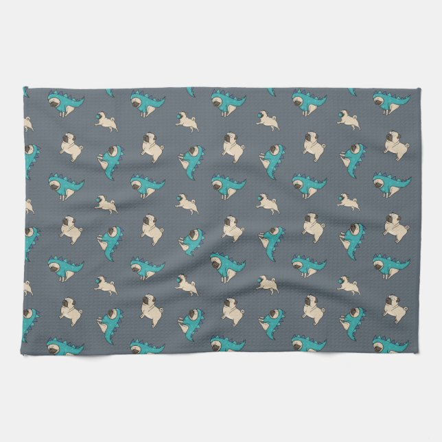 Pugs' Pattern, Dogs Rule! Tea Towel (Horizontal)