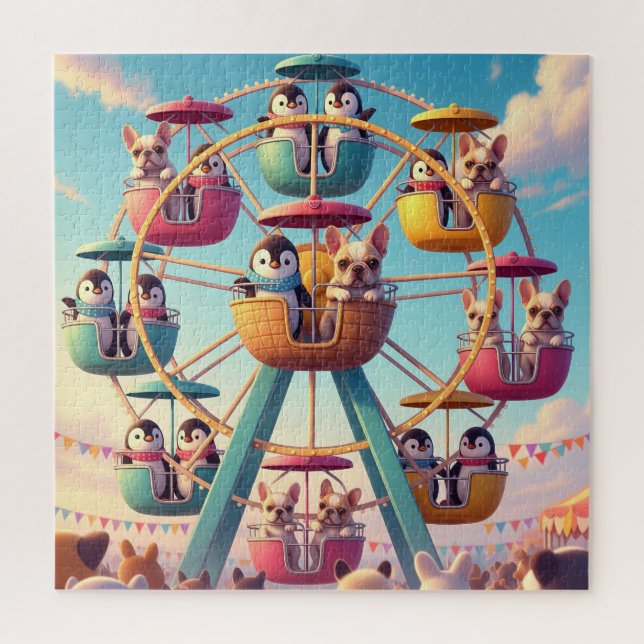 Pugs & Penguins Ferris Wheel Jigsaw Puzzle (Vertical)