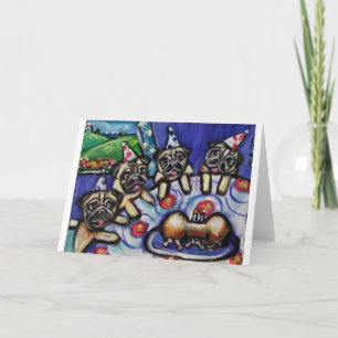 pugs summer birthday party card