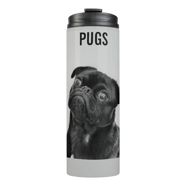PUGS thermal tumbler personalised. (Front)