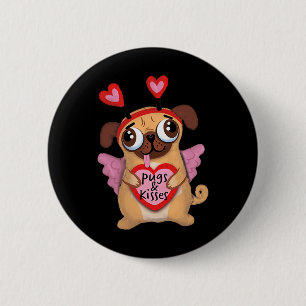 Pugs Valentine Cupid Pug Kisses Valentine Pug Love 6 Cm Round Badge