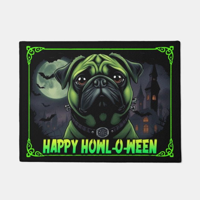 Pugstein Happy Howl-o-ween Doormat (Front)