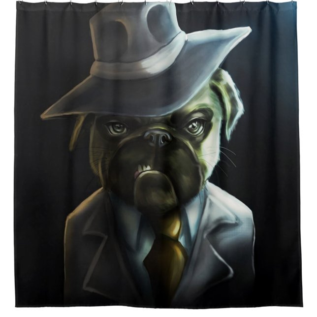 Pugster Boss Shower Curtain (Front)