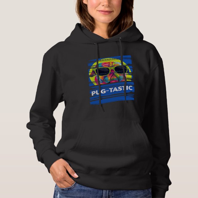 Pugtastic  Pug Humor Dutch Bulldog Animal Pun Dog  Hoodie (Front)