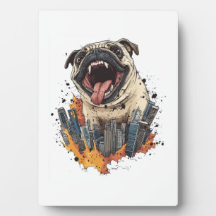 Pugzilla Attacks � Funny Monster Dog Plaque