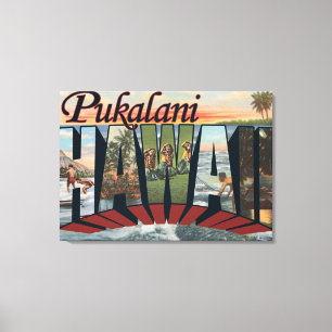 Pukalani, Hawaii - Large Letter Scenes Canvas Print