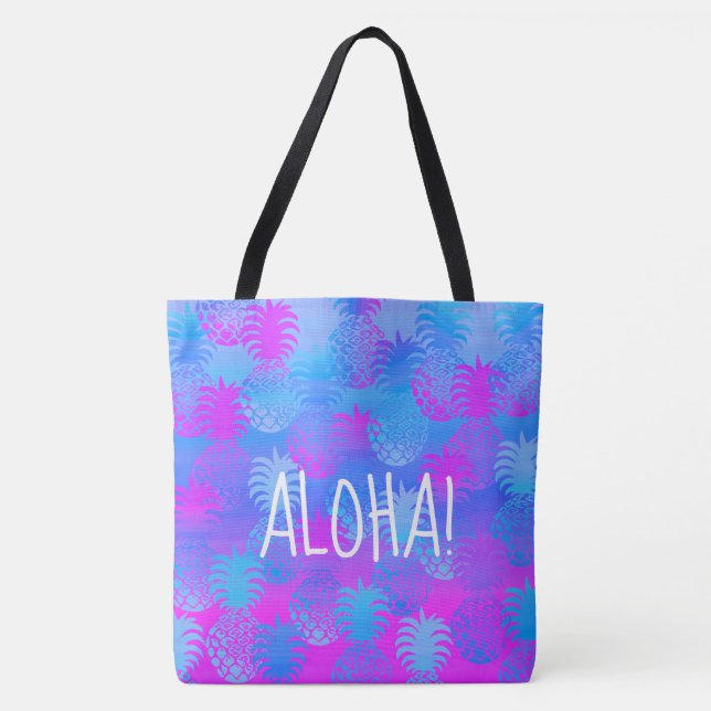 Pukana Hawaiian Aloha Pineapple Peri Beach Bag (Front)