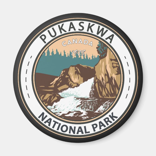 Pukaskwa National Park Canada Travel Vintage Badge Magnet (Front)