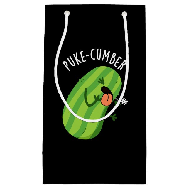 Puke-cumber Funny Cucumber Pun Dark BG Small Gift Bag (Front)
