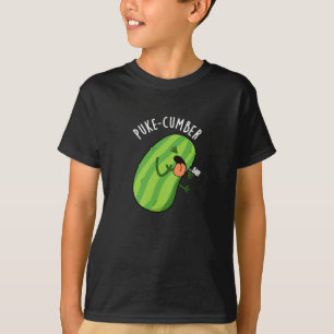 Puke-cumber Funny Cucumber Pun Dark BG T-Shirt