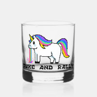Puke & Rally Rainbow Unicorn Rocks Glass | Pixel
