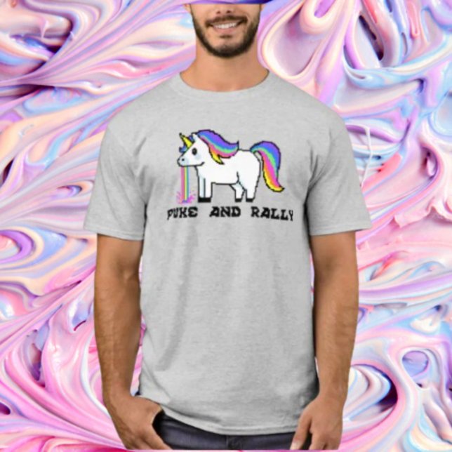 Puke & Rally Rainbow Unicorn Shirt | Pixel Party (Creator Uploaded)