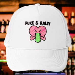 Puke & Rally Trucker Hat – Party Heart Edition
