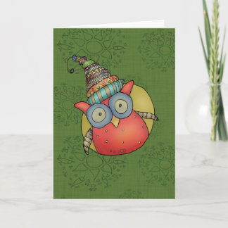 Puki the Holiday Owl Card