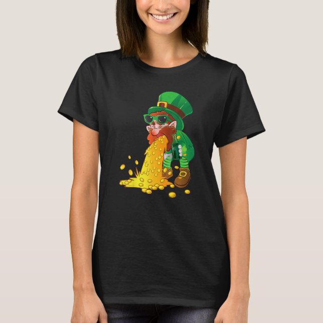 Puking Leprechaun Shirt Funny St Patrick's Day Dri (Front)