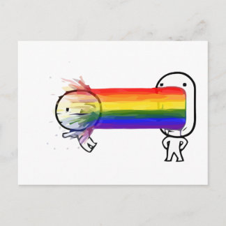 puking rainbow meme postcard