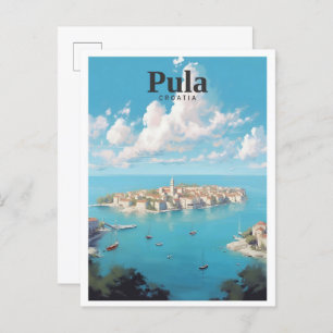 Pula Croatia Art Vintage Travel  Postcard