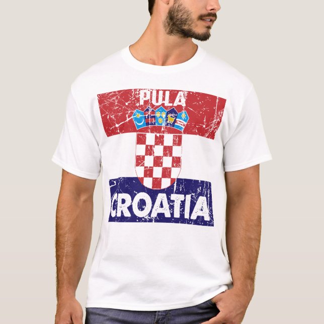Pula Croatia Vintage Flaggen T-Shirt (Front)
