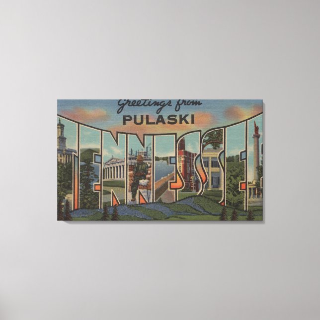 Pulaski, Tennessee - Large Letter Scenes Canvas Print (Front)