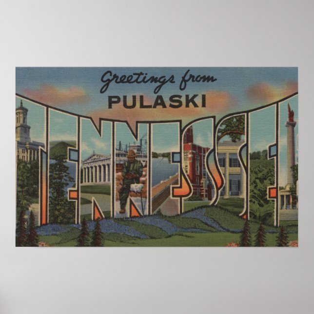 Pulaski, Tennessee - Large Letter Scenes Poster (Front)