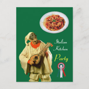 PULCINELLA ITALIAN KITCHEN PARTY Green Recipe Postcard