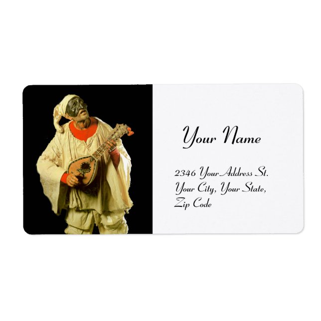 PULCINELLA WITH MANDOLIN black white (Front)