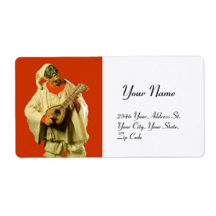 PULCINELLA WITH MANDOLIN orange white