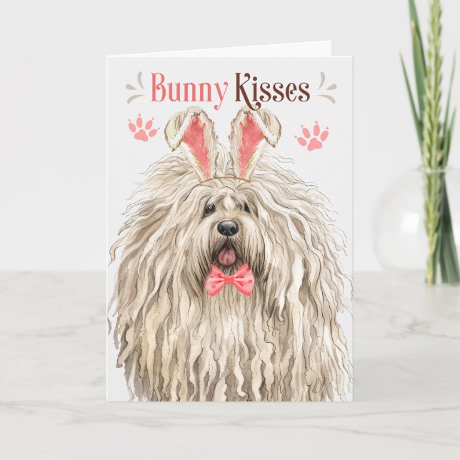 Puli Dog in Bunny Ears for Easter Holiday Card (Front)