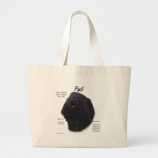 Puli History Design Large Tote Bag (Front)