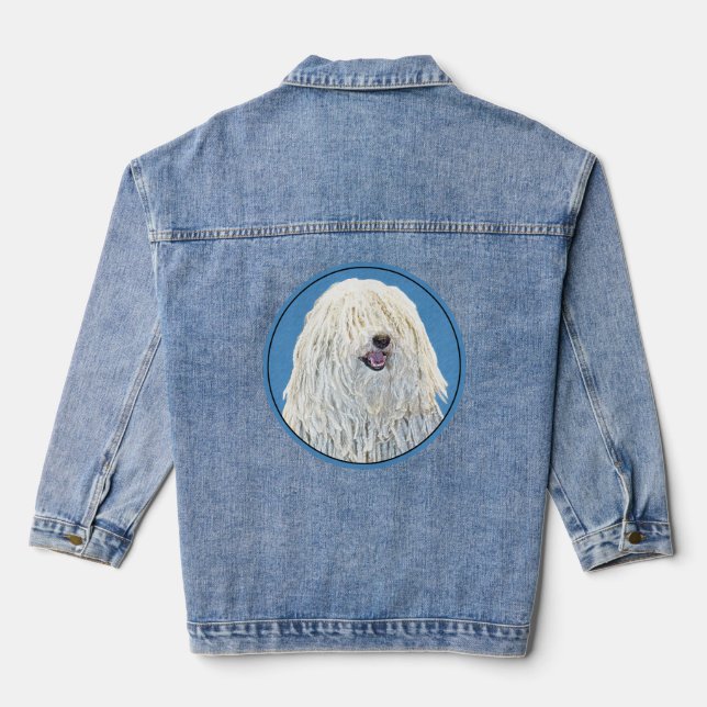 Puli Painting - Cute Original Dog Art Denim Jacket (Back)