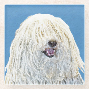 Puli Painting - Cute Original Dog Art Glass Coaster