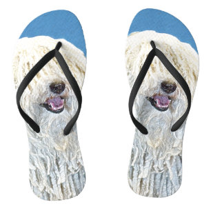 Puli Painting - Cute Original Dog Art Jandals