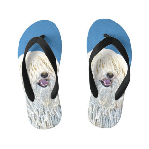 Puli Painting - Cute Original Dog Art Kid's Jandals