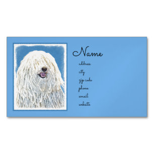 Puli Painting - Cute Original Dog Art Magnetic Business Card