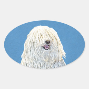 Puli Painting - Cute Original Dog Art Oval Sticker