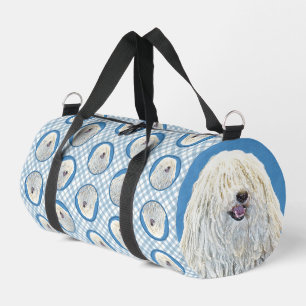 Puli Painting White Cream Cute Original Dog Art Duffle Bag