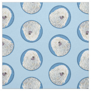 Puli Painting White Cream Cute Original Dog Art Fabric