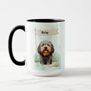 Puli Watercolor Personalised Dog Mug