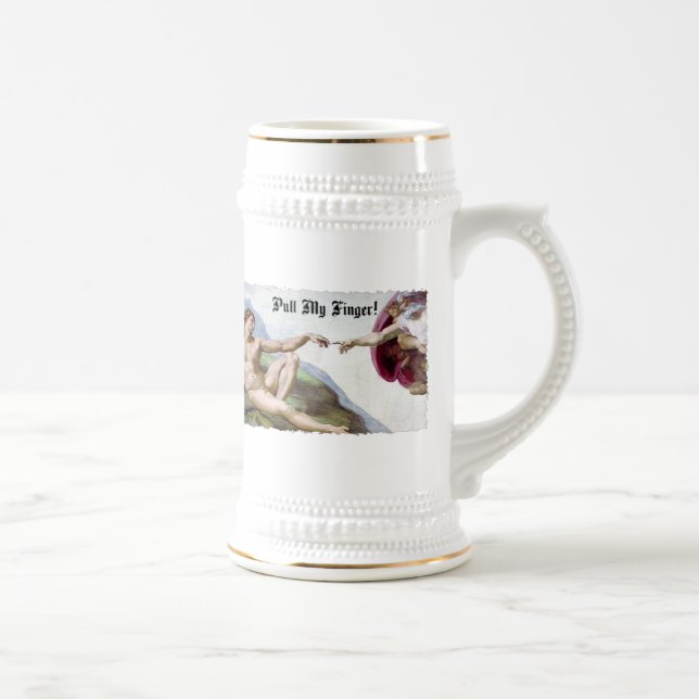 Pull My Finger - Michelangelo Creation Fart Humour Beer Stein (Right)