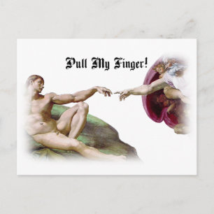 Pull My Finger - Michelangelo Creation Fart Humour Postcard
