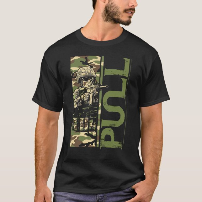 Pull Shoot Swear Reload Repeat Funny Trap Shooter  T-Shirt (Front)