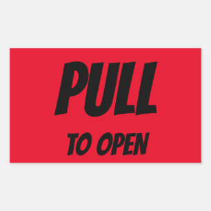 PULL TO OPEN DOOR RECTANGULAR STICKER
