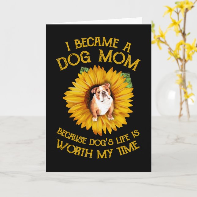Pulldog Inside Sunflower A Dog Mum Dog's Life Gift Card (Yellow Flower)