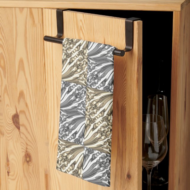 Pulled Bubble Fun / Black & White / Sepia / Tea Towel (Thirds Fold)
