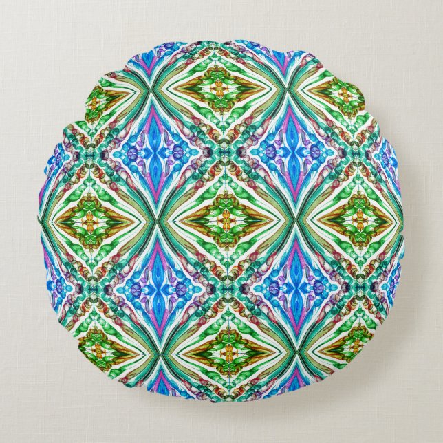 Pulled Bubble Fun / Greenleaf / Mirror / Kids  Round Cushion (Front)