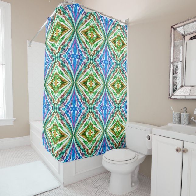 Pulled Bubble Fun / Greenleaf / Mirror / Shower Curtain (In Situ)