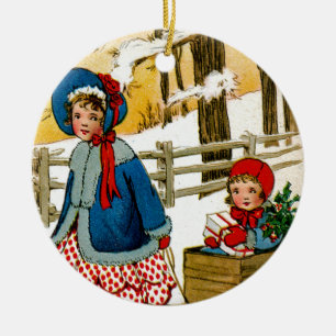 Pulling the Sled Ceramic Tree Decoration